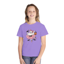 Load image into Gallery viewer, Kids Halloween Ghost Ballerina T‑Shirt — Cute Pumpkin &amp; Bat Costume Tee