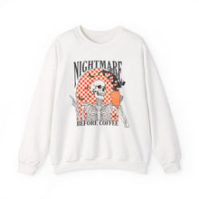 Load image into Gallery viewer, Nightmare Before Coffee Sweatshirt — Skeleton Coffee Crewneck