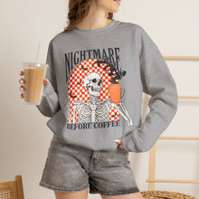 Load image into Gallery viewer, Nightmare Before Coffee Sweatshirt — Skeleton Coffee Crewneck