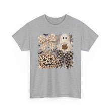 Load image into Gallery viewer, Neutral Halloween Ghost Pumpkins tee | Plaid Bows, Spooky Jack-O'-Lanterns