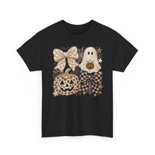 Load image into Gallery viewer, Neutral Halloween Ghost Pumpkins tee | Plaid Bows, Spooky Jack-O'-Lanterns