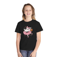 Load image into Gallery viewer, Kids Halloween Ghost Ballerina T‑Shirt — Cute Pumpkin &amp; Bat Costume Tee