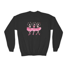 Load image into Gallery viewer, Youth Crewneck Sweatshirt — Pink Ballerina Trio Dance Graphic