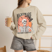 Load image into Gallery viewer, Nightmare Before Coffee Sweatshirt — Skeleton Coffee Crewneck