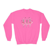 Load image into Gallery viewer, Youth Crewneck Sweatshirt — Pink Ballerina Trio Dance Graphic