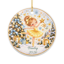 Load image into Gallery viewer, Personalized Ballerina Christmas Ornament – Cute Golden Dancer Holiday Decoration (Name &amp; Year)