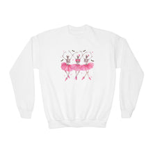 Load image into Gallery viewer, Youth Crewneck Sweatshirt — Pink Ballerina Trio Dance Graphic