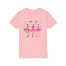 Load image into Gallery viewer, Youth Tee — Pink Ballet Skeletons Ballerina Dance Shirt