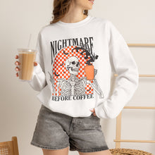 Load image into Gallery viewer, Nightmare Before Coffee Sweatshirt — Skeleton Coffee Crewneck