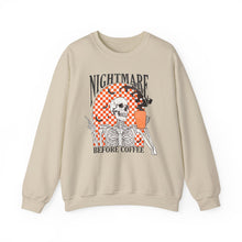 Load image into Gallery viewer, Nightmare Before Coffee Sweatshirt — Skeleton Coffee Crewneck