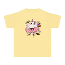 Load image into Gallery viewer, Kids Halloween Ghost Ballerina T‑Shirt — Cute Pumpkin &amp; Bat Costume Tee