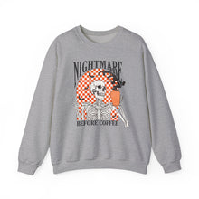 Load image into Gallery viewer, Nightmare Before Coffee Sweatshirt — Skeleton Coffee Crewneck