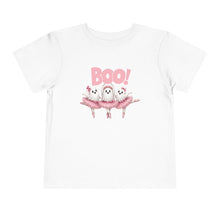 Load image into Gallery viewer, Pink 'BOO!' Ghost Trio toddler tee | Cute Halloween kids shirt