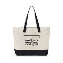 Load image into Gallery viewer, Canvas Tote Bag — "It's Pretty Just a Place" Black Script Beach Tote