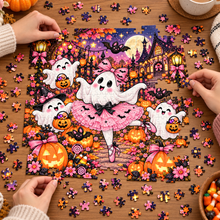 Load image into Gallery viewer, Cute Pink Ghosts &amp; Pumpkin Puzzle