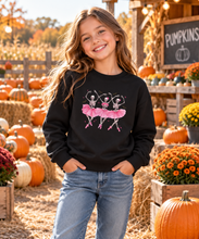 Load image into Gallery viewer, Youth Crewneck Sweatshirt — Pink Ballerina Trio Dance Graphic