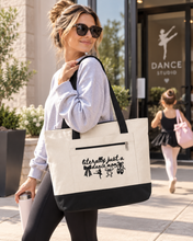 Load image into Gallery viewer, Canvas Tote Bag — "It's Pretty Just a Place" Black Script Beach Tote