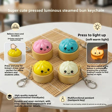Load image into Gallery viewer, Cute Kawaii Dumpling Fidget Toys Mechanical Switch Clicker Light Up Dim Sum Bao Bun Keychain Stress Relief For Backpack Adults